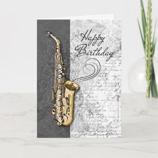 Cool Saxophone Musician Jazz Rock & Roll Birthday  Card