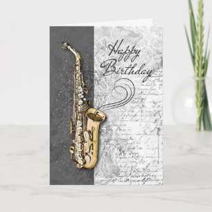 Cool Saxophone Musician Jazz Rock & Roll Birthday Card