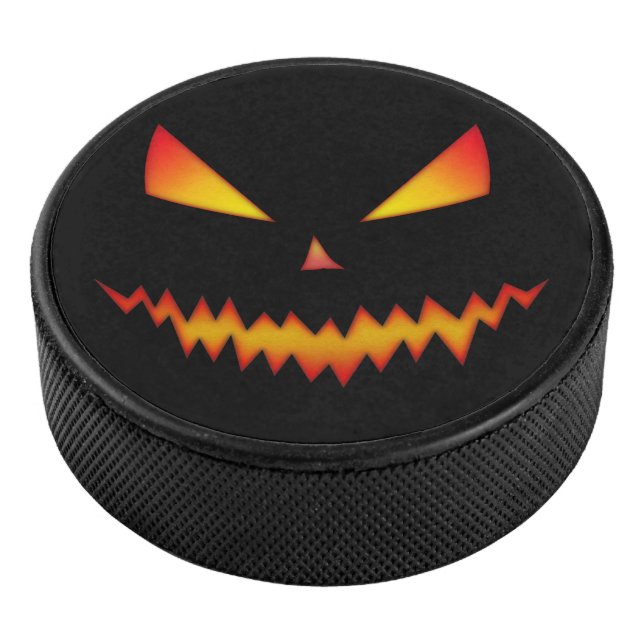 Cool scary Jack O'Lantern face Halloween Hockey Puck (3/4)