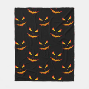 Cool scary Jack O'Lantern face Halloween pattern Fleece Blanket