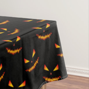 Cool scary Jack O'Lantern face Halloween pattern Tablecloth
