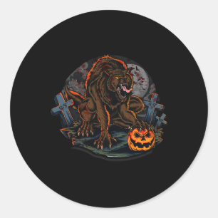 Cool Scary Werewolf Halloween Theme  Classic Round Sticker