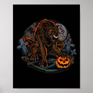 Cool Scary Werewolf Halloween Theme  Poster