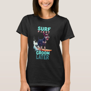 Cool Schnauzer Surfing Dog T-Shirt