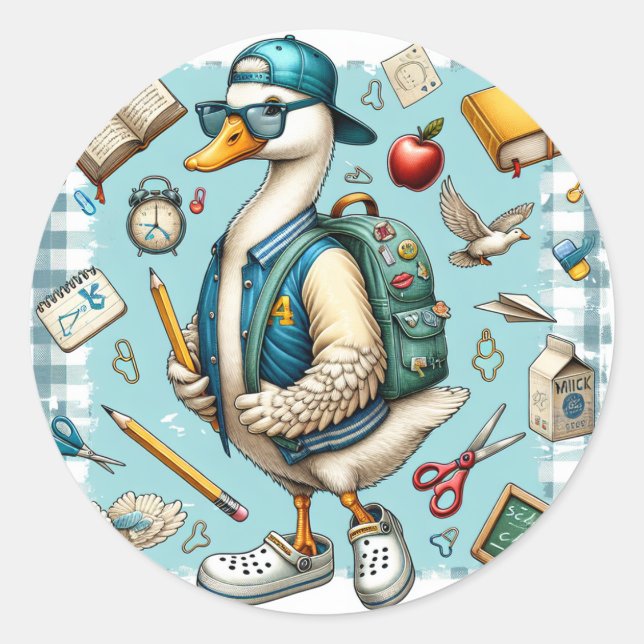 Cool School Duck back to school Stickers (Front)