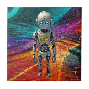 Cool Sci Fi Level Up Robot Ceramic Tile