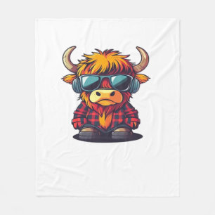 Cool Scottish Highland Cow Classic T-Shirt Fleece Blanket
