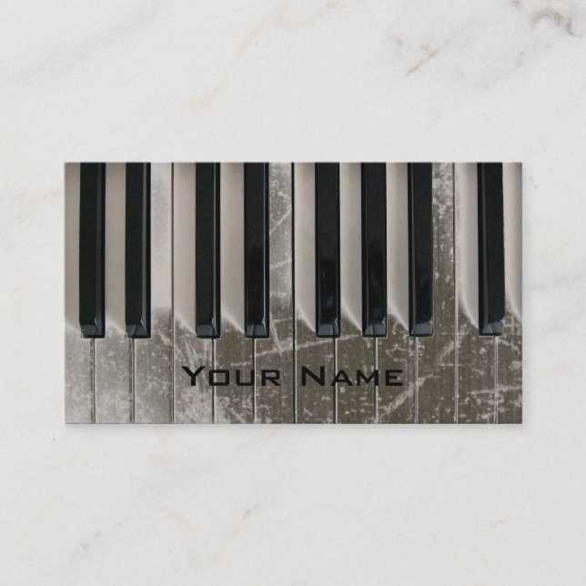 cool scratched keyboard piano music business card (Front)