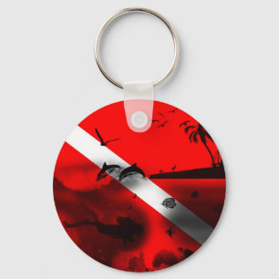 Cool Scuba Diver Flag Key Ring