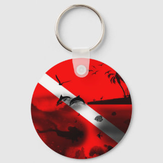 Cool Scuba Diver Flag Key Ring
