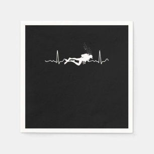 Cool Scuba Diving Diver Heartbeat Graphic  Napkin