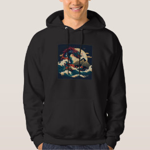 Cool Sea Dragon Illustration Ocean Waves Sunset Wo Hoodie