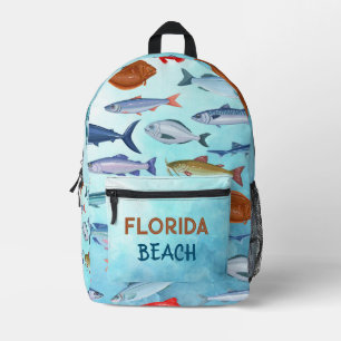 Cool sea life fish Ocean patternd Blue watercolor Printed Backpack