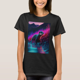 Cool Sea Otter Synthwave Wandering Otter 1 T-Shirt