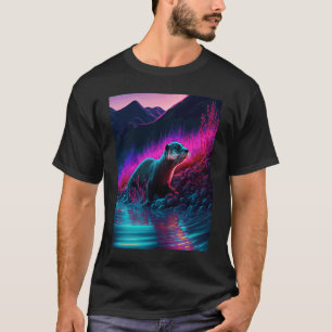 Cool Sea Otter Synthwave Wandering Otter 1 T-Shirt