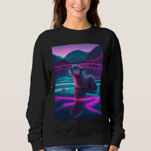 Cool Sea Otter Synthwave Wandering Otter 2 Sweatshirt