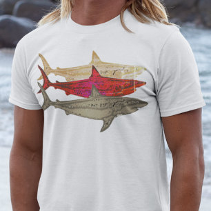 cool sea style sharks white T-Shirt