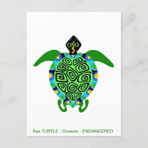 Cool Sea TURTLE - Endangeredanimal graphic Holiday Postcard