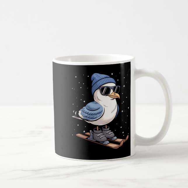 Cool Seagull On Skis - Nordic Winter Seagulls Aprè Coffee Mug (Right)