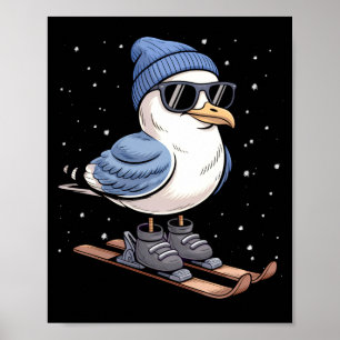 Cool Seagull On Skis - Nordic Winter Seagulls Aprè Poster