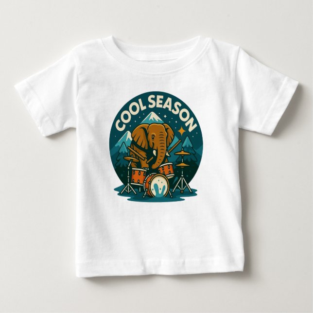 COOl SEASON Elephant Drummer Graphic Design Baby  Baby T-Shirt (Front)