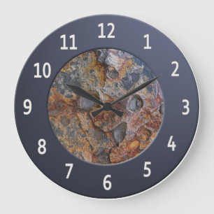 Cool Sedementary Rock Shiny Metalic Digits Circle Large Clock