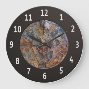 Cool Sedementary Rock Shiny Metalic Digits Circle Large Clock