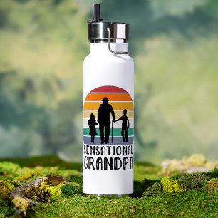 Cool sensational Grandpa word art Water Bottle