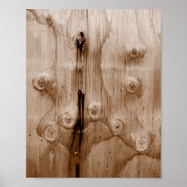 Cool Sepia Wood Grain Knot Texture Poster (Front)