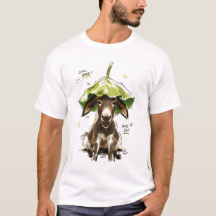 Cool Shade Good Day Funny Donkey with Leaf Hat T-Shirt