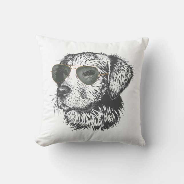 Cool Shades Dog T-Shirt Cushion (Front)