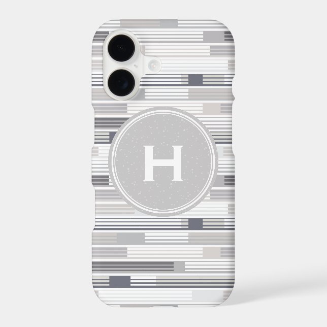 Cool shades of grey stripes Custom Monogram (Back)