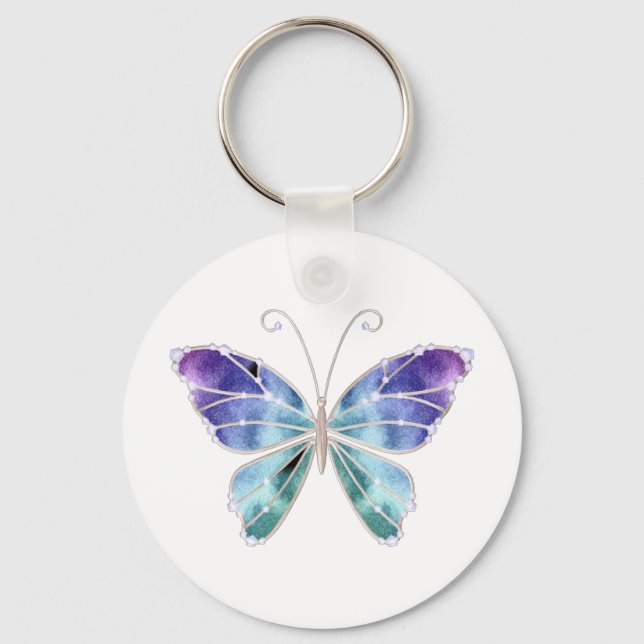 Cool Shades Rainbow Wings Butterfly Key Ring (Front)