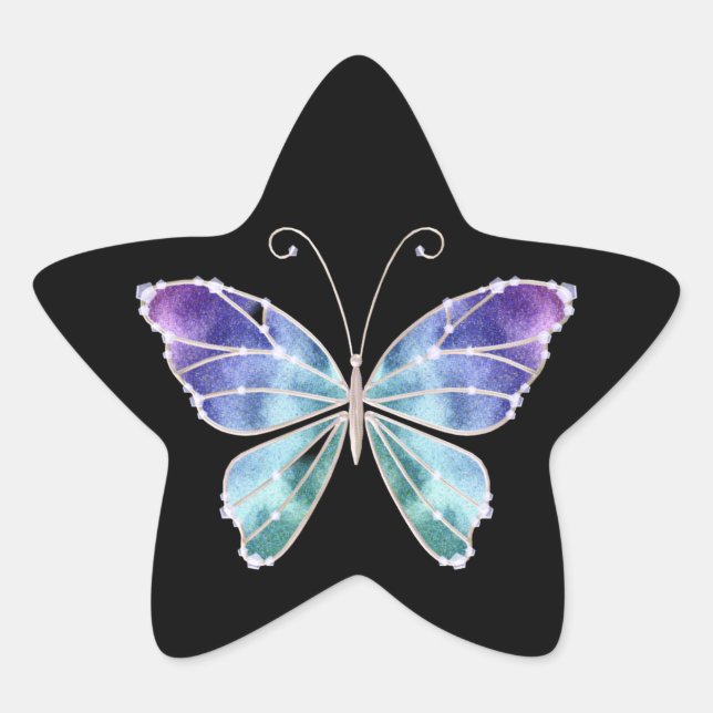 Cool Shades Rainbow Wings Butterfly Star Sticker (Front)