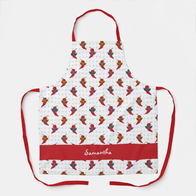Cool Shades Red Chile Pattern Apron (Front)