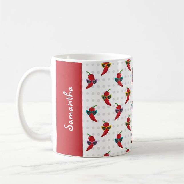 Cool Shades Red Chile Pattern Coffee Mug (Left)