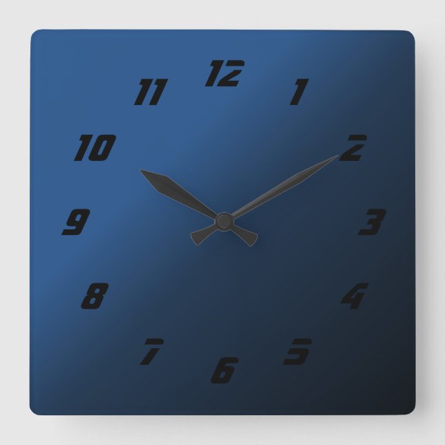 Cool Shadow Effect Sonic Numbers Blue Square Wall Clock (Front)