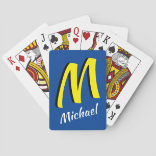 Cool Shadow Monogram Blue and Yellow Playing Cards