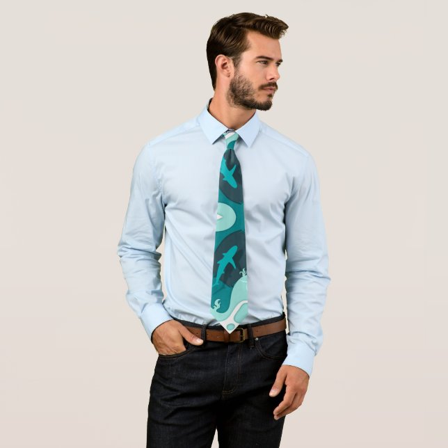 Cool Shark Abstract Art Blue Tie (In Situ)
