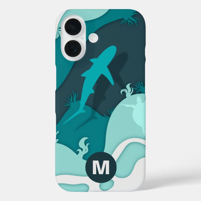 Cool Shark Abstract Art Monogram Case-Mate iPhone Case (Back)
