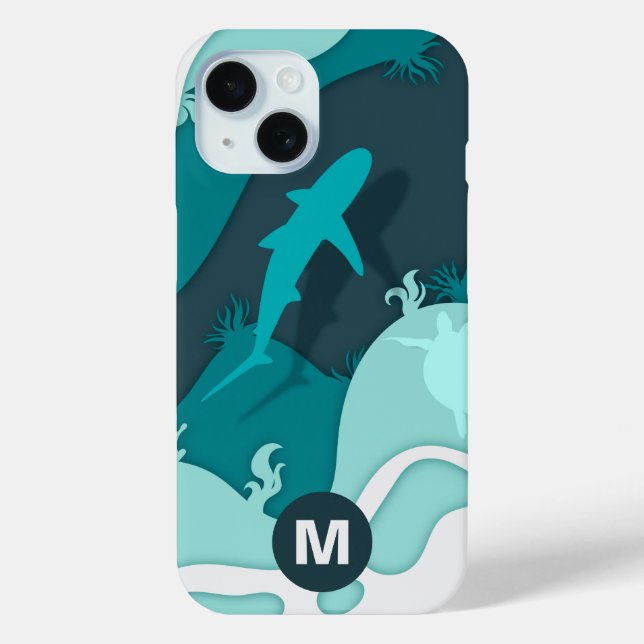 Cool Shark Abstract Art Monogram Case-Mate iPhone Case (Back)