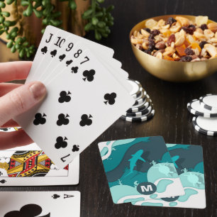 Cool Shark Abstract Art Monogram Playing Cards