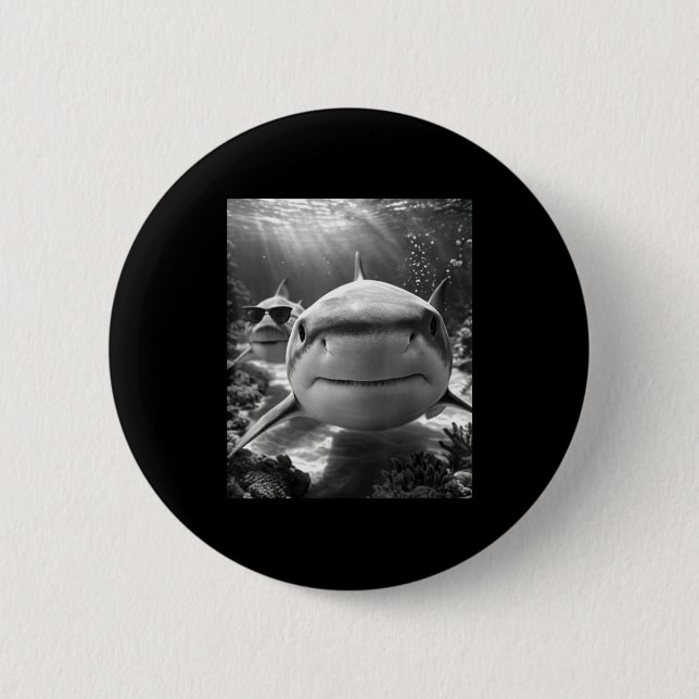 Cool Shark Animal Selfie  6 Cm Round Badge (Front)