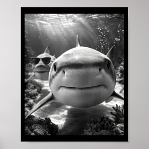 Cool Shark Animal Selfie  Poster