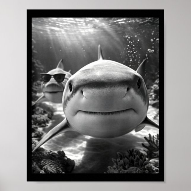 Cool Shark Animal Selfie  Poster (Front)