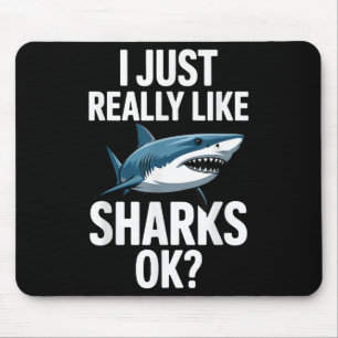 Cool Shark Art For Men Women Great White Hammerhea Mouse Pad