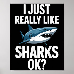 Cool Shark Art For Men Women Great White Hammerhea Poster