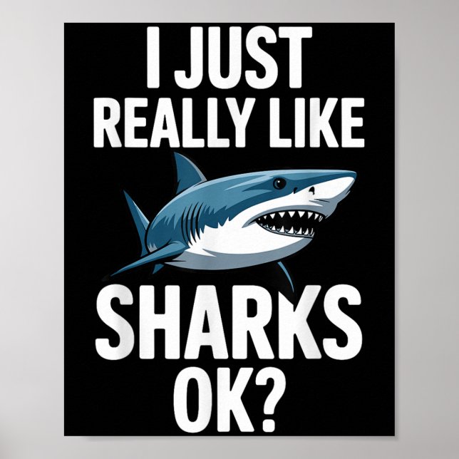 Cool Shark Art For Men Women Great White Hammerhea Poster (Front)