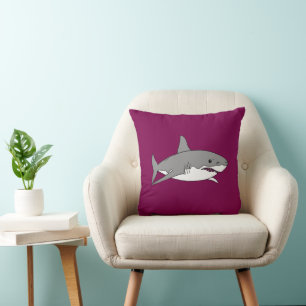 Cool Shark Cartoon Illustration Cushion