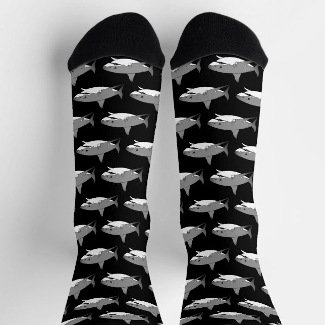 Cool Shark Cartoon Illustration Socks (Top)